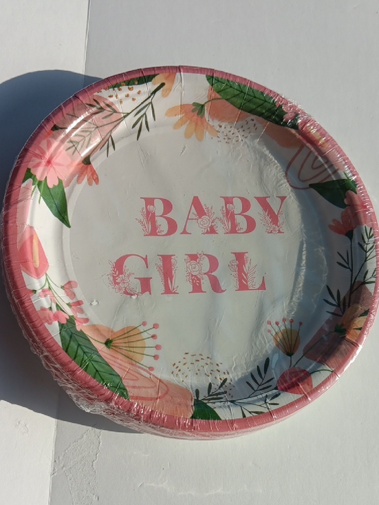 Other - Baby Girl Floral Paper Plates - Pink